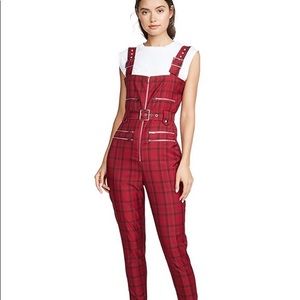 NWT WeWoreWhat Red Plaid Overalls